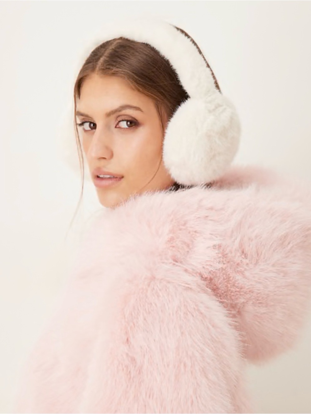 Nanette Lepore Womens faux fur cream Cozy Luxury Earmuffs